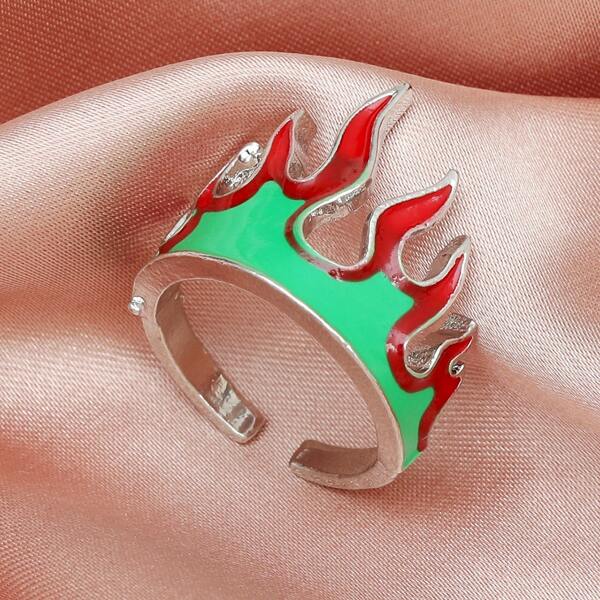 

Flame Design Cuff Ring, Green