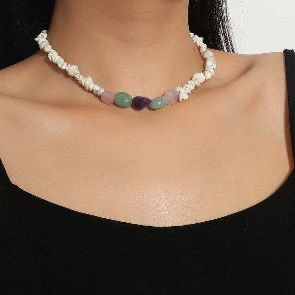 

Stone Beaded Necklace, Multicolor