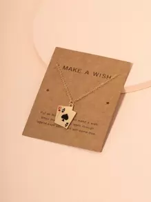 件撲克牌設計油滴吊墜項鍊 - 彩色 - 查看 1