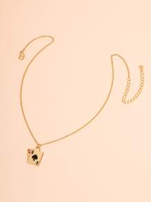 件撲克牌設計油滴吊墜項鍊 - 彩色 - 查看 3