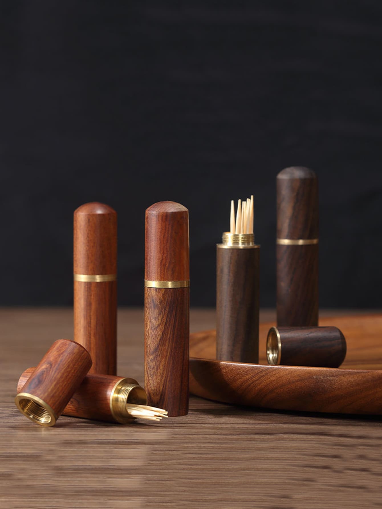 1pc Wooden Random Toothpick Holder - Multicolor - View 1