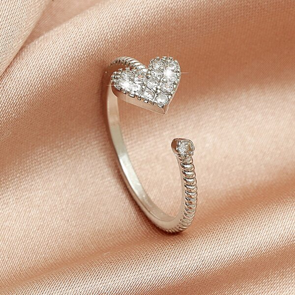 

Zircon Decor Cuff Ring, Silver