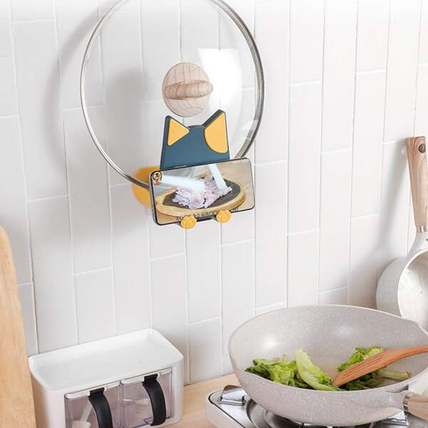 

1pc Cat Design Random Pot Lid Storage Rack, Multicolor