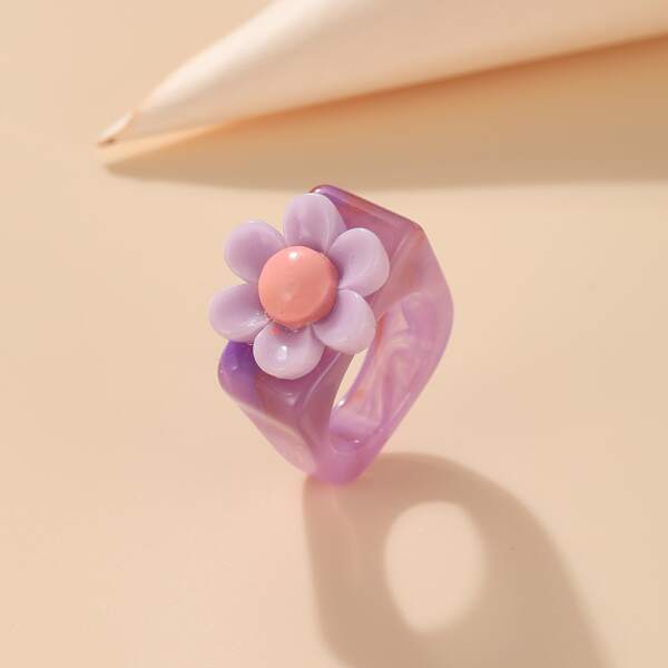 

Flower Decor Ring, Purple