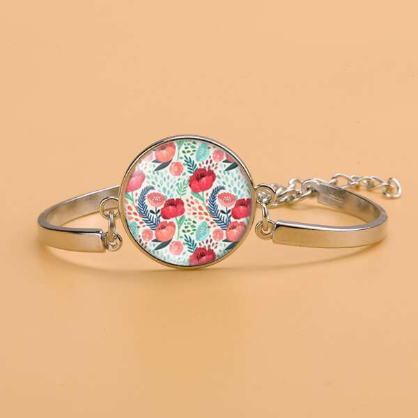

Floral Pattern Round Decor Bracelet, Multicolor