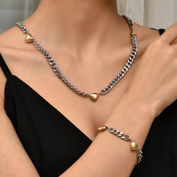 

2pcs Heart Jewelry Set, Silver