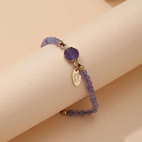 

Bead Decor Braided Bracelet, Purple