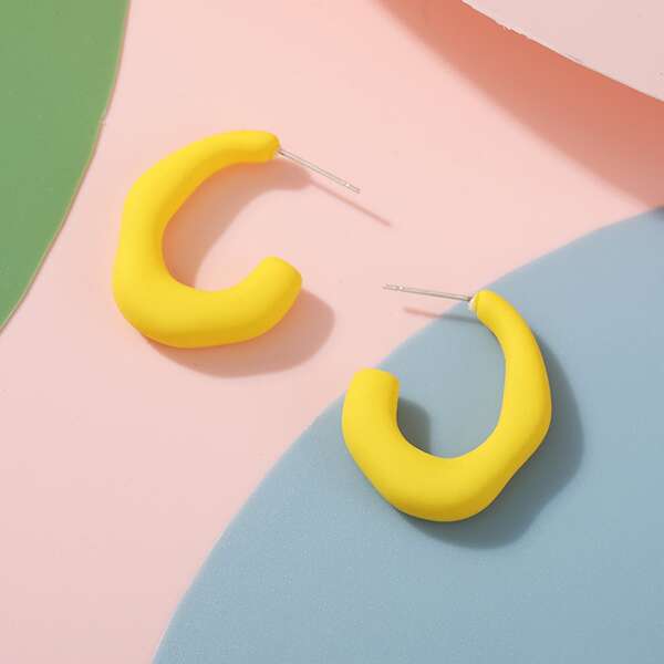 

Candy-Colored Open Hoop Earrings, Yellow