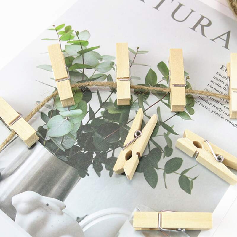 

20pcs Wooden Photo Clip, Apricot