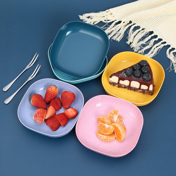 

6pcs Solid Color Plate, Multicolor