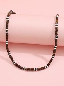 Fashionable and Popular Men Minimalist Beaded Necklace Punk Hip Pop Style for Jewelry Gift and for a Stylish Look - Brown - View 2