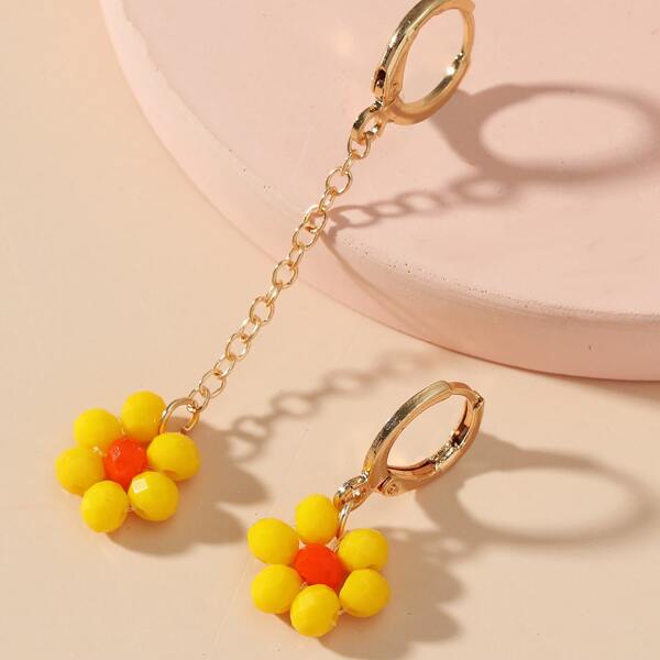 

Flower Drop Earrings, Yellow