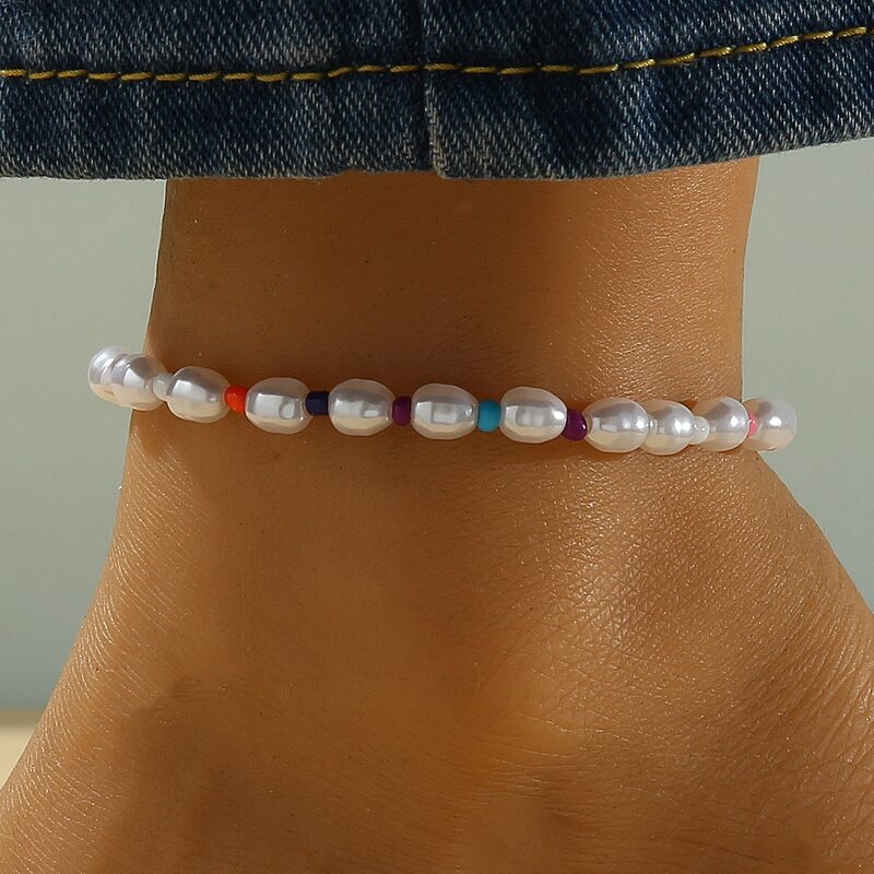 

Faux Pearl Beaded Anklet, Multicolor
