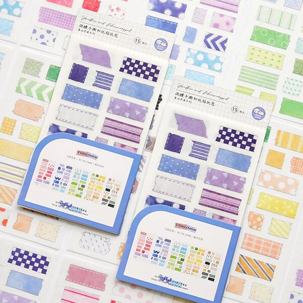 

3sheets Geometric Pattern Random Sticker, Multicolor