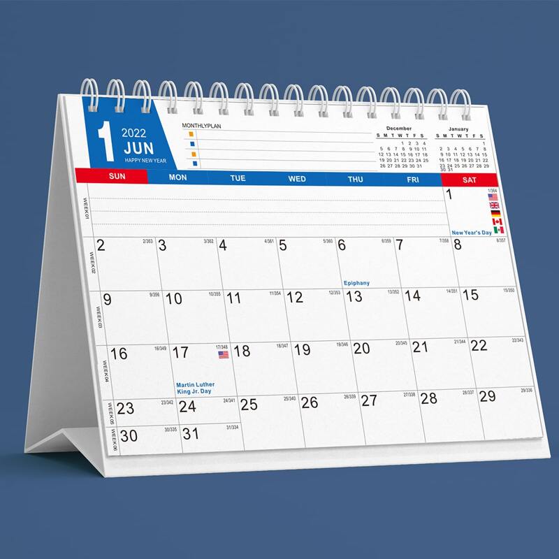 

1pc 2021-2022 Desk Calendar, Blue