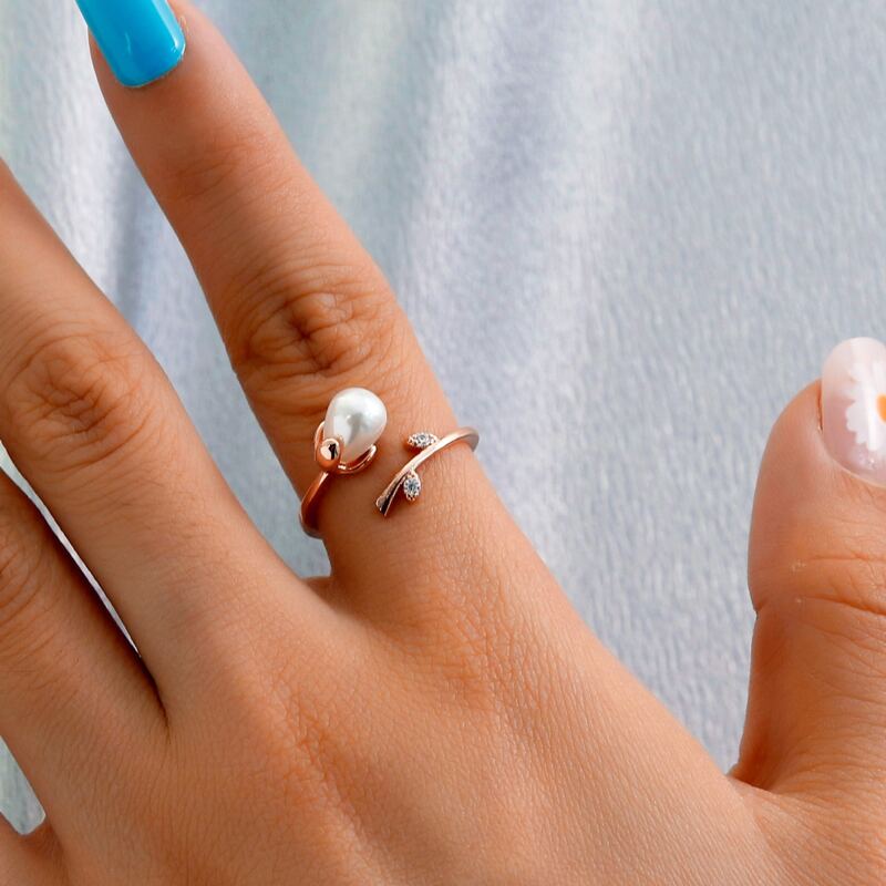 

Faux Pearl Decor Ring, Rose gold