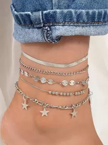 5pcs Star Charm Anklet
