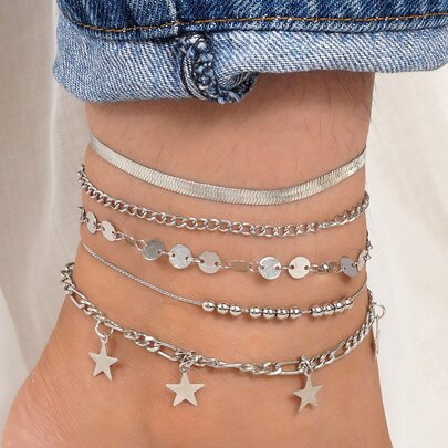 5入組星形墜飾腳錬