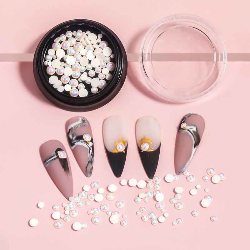 

1box Faux Pearl Nail Art Decoration, Pink