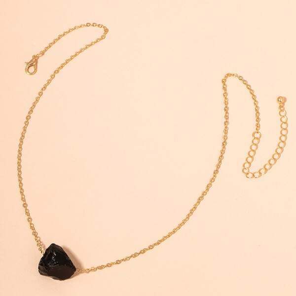 

Stone Charm Necklace, Black