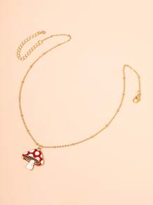 蘑菇吊墜項鏈 - 金黃色 - 查看 3
