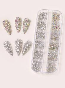 1 caja de decoración de uñas con rhinestones, suministros para uñas, encantos para uñas, gemas para uñas - Multicolor - Ver 2