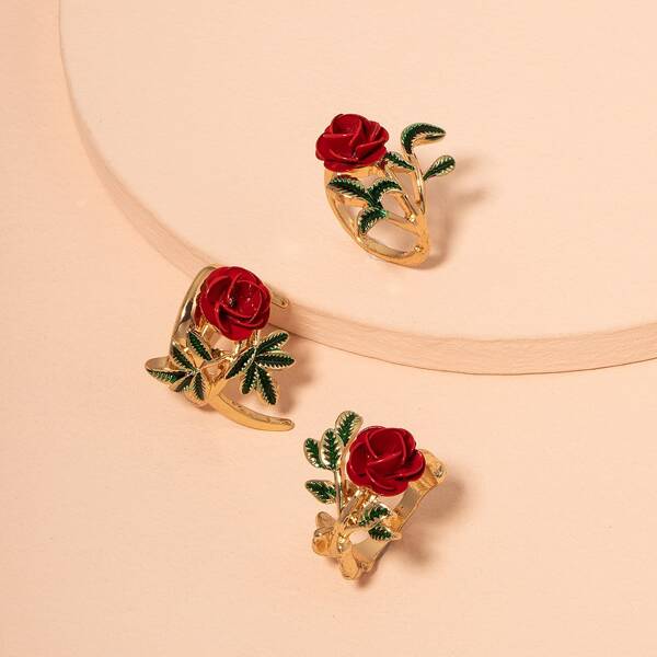 

3pcs Flower Decor Ring, Multicolor