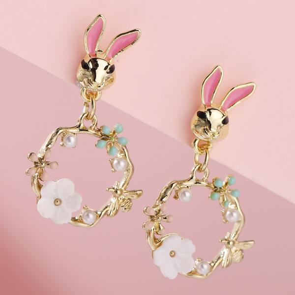 

Flower Drop Earrings, Multicolor