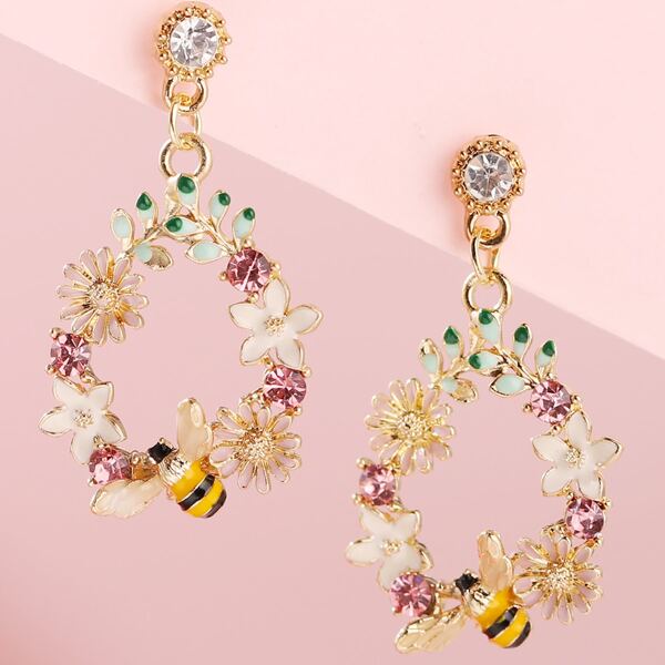 

Flower Drop Earrings, Multicolor