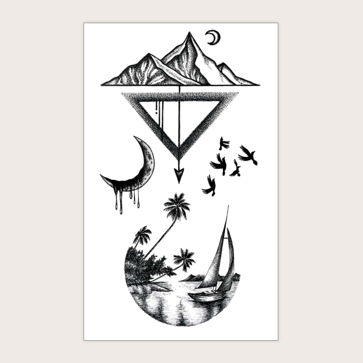 

1sheet Coconut Tree Tattoo Sticker, Black