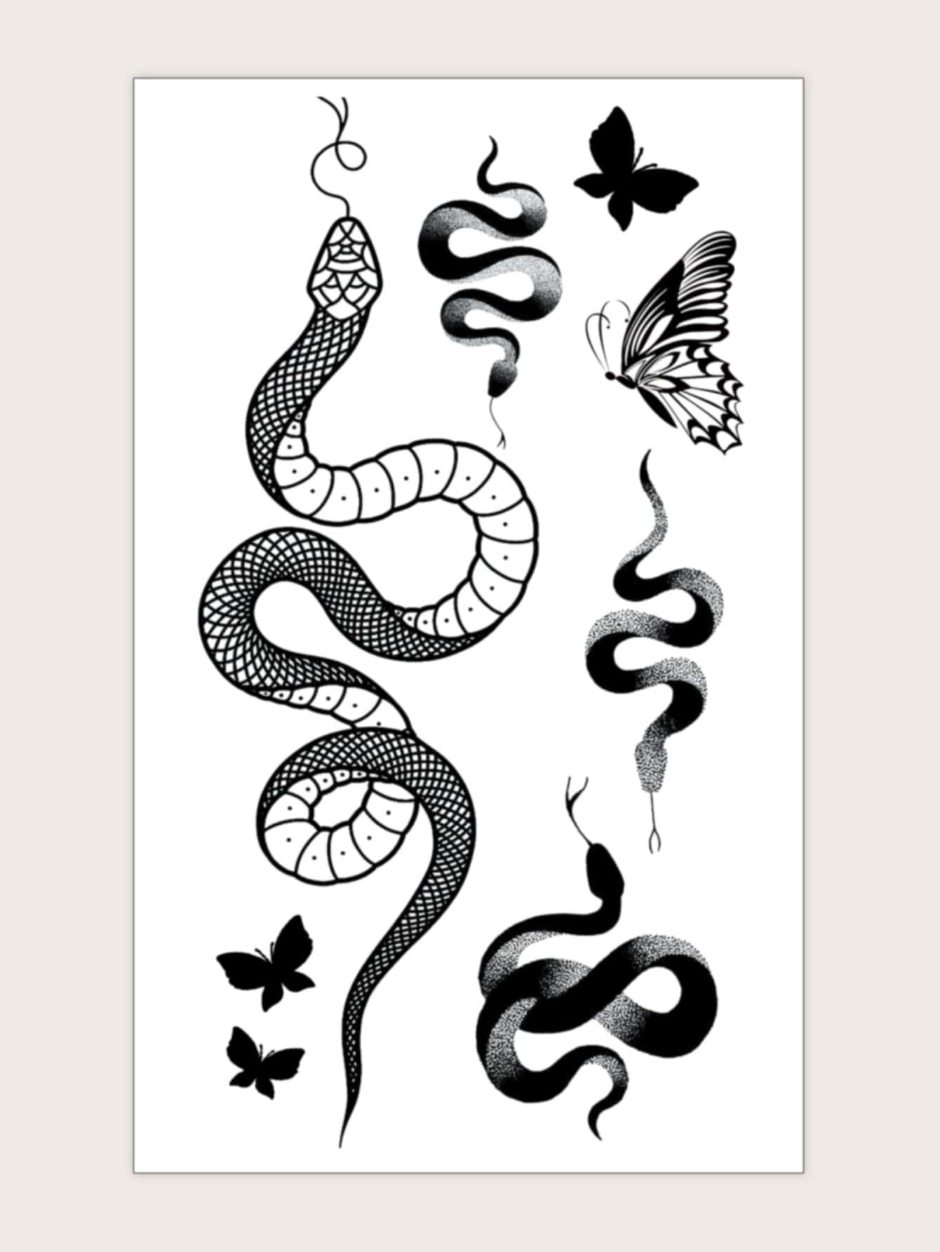 1sheet Snake Pattern Tattoo Sticker