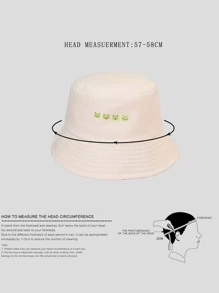 Cartoon Frog Graphic Bucket Hat - Beige - View 3