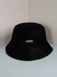 小女童字母刺繡漁夫帽 - 黑色 - 查看 1