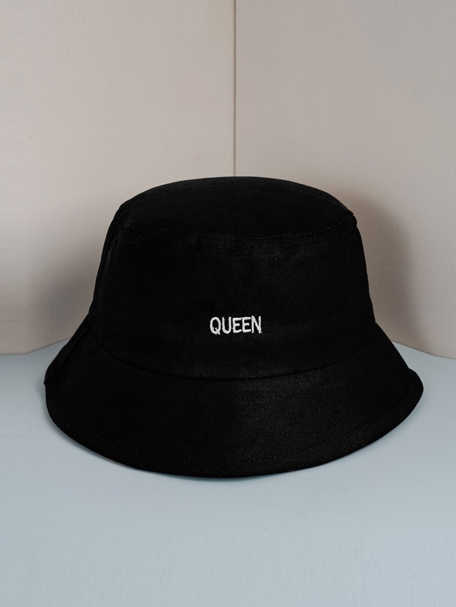 小女童字母刺繡漁夫帽 - 黑色 - 查看 1