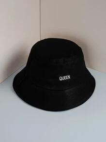 小女童字母刺繡漁夫帽 - 黑色 - 查看 2