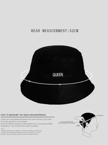 小女童字母刺繡漁夫帽 - 黑色 - 查看 3