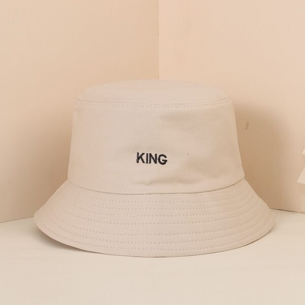 

Men Letter Embroidery Bucket Hat, Beige