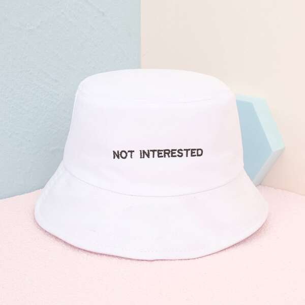 

Toddler Kids Letter Embroidered Bucket Hat, White