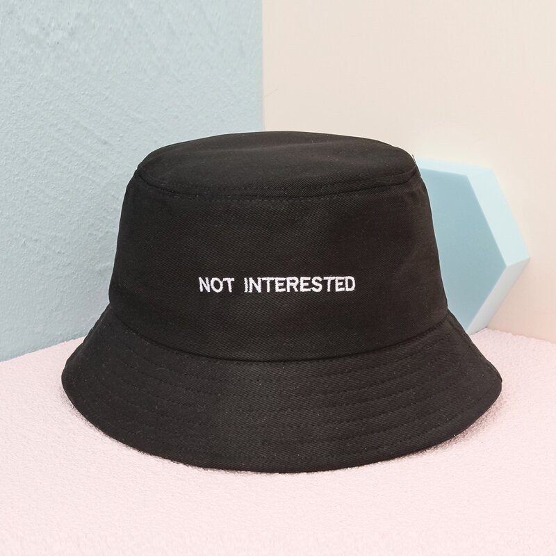 

Guys Letter Embroidered Bucket Hat, Black
