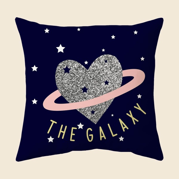 

Heart Print Cushion Cover Without Filler, Multicolor
