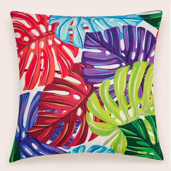 

Leaf Print Cushion Cover Without Filler, Multicolor