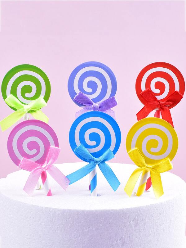 6pcs Lollipop Shaped Cake Topper Shein Asia