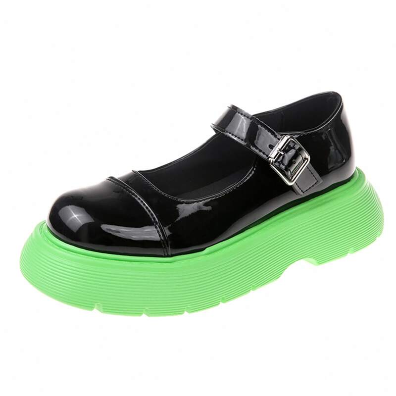 

Two Tone Flatform Mary Janes, Black
