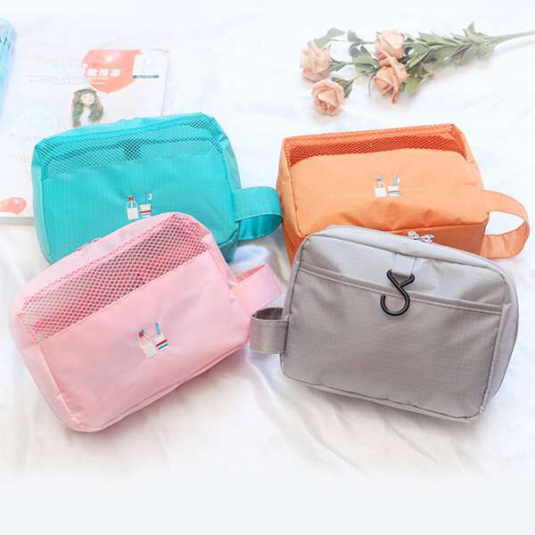 

1pc Toothbrush Embroidery Random Color Travel Storage Bag, Multicolor