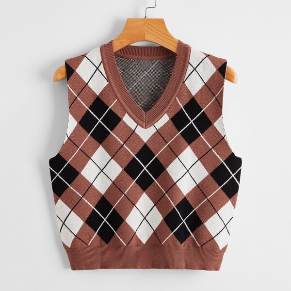 

Argyle Pattern Sweater Vest, Multicolor