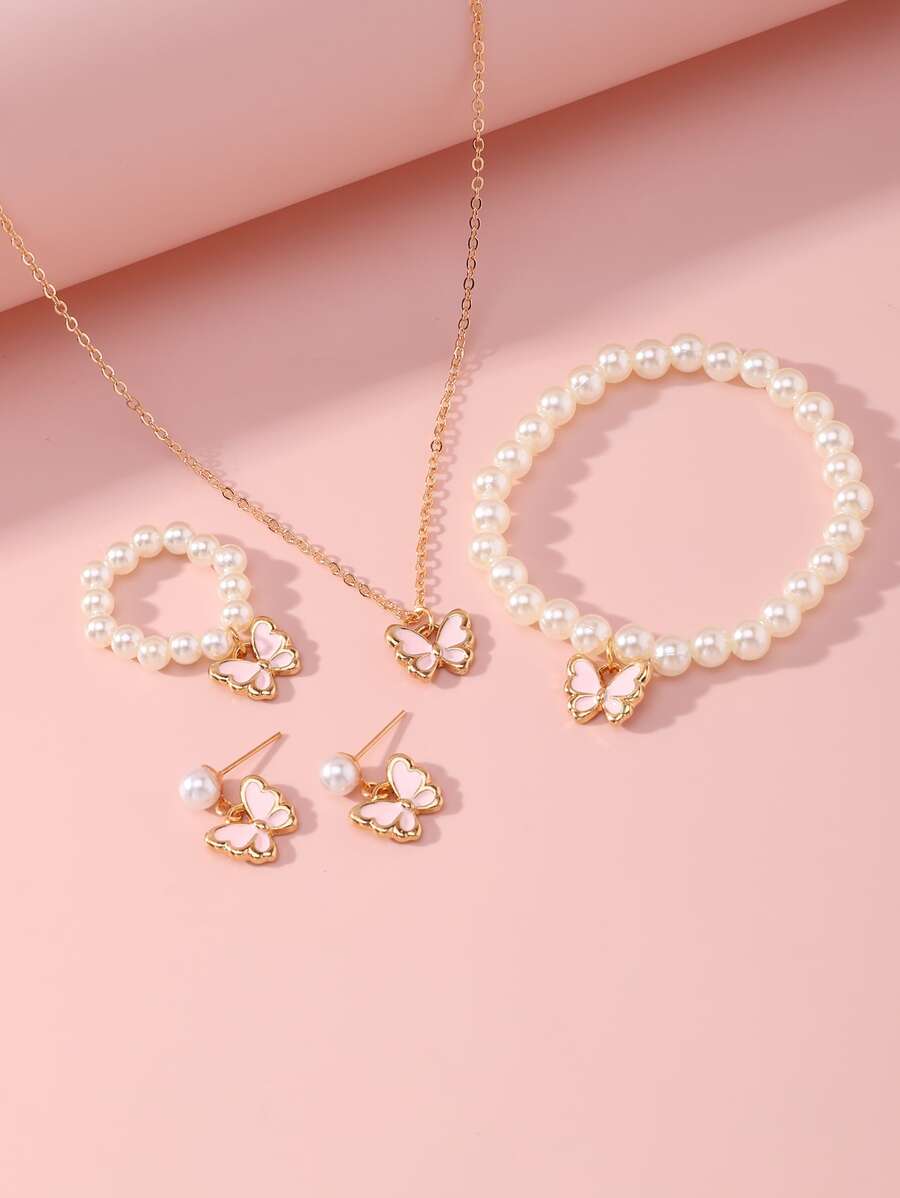 女孩5入組珍珠首飾套裝
