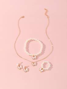 女孩5入組珍珠首飾套裝