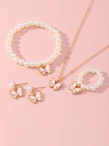 女孩5入組珍珠首飾套裝