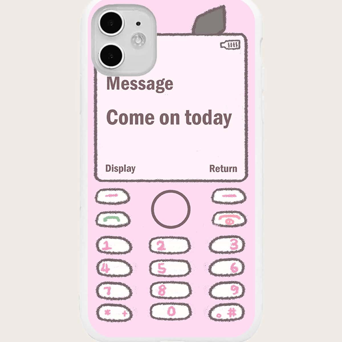 

Cartoon Phone Print Phone Case, Multicolor