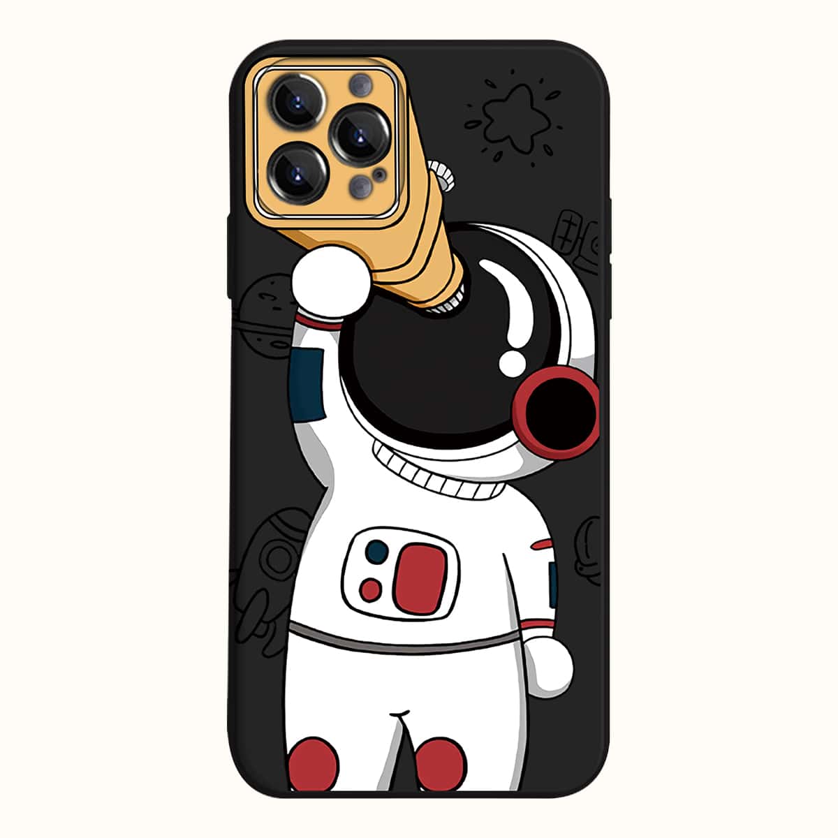 

Cartoon Astronaut Print Phone Case, Multicolor